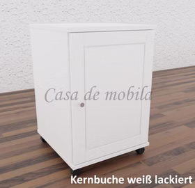 Massivholz Rollcontainer mit Holztür 46x69x49cm CONTRA kernbuche massiv weiß lackiert von Casademobila Goslar Massivholz Rollcontainer mit Holztür 46x69x49cm CONTRA kernbuche massiv weiß lackiert von Casademobila Goslar