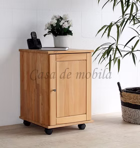 Massivholz Druckerschrank mit Rollen und Holztür CONTRA Buchenholz massiv natur geölt von Casa de mobila in Goslar