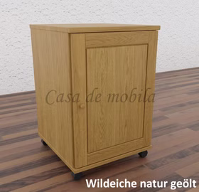 Massivholz Rollcontainer mit Holztür 46x69x49cm CONTRA Wildeiche massiv natur geölt von Casa de mobila in Goslar