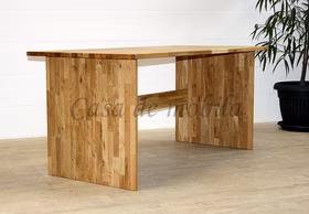 Echtholz Schreibtisch klein 125x74x78cm CONTRA Wildeiche massiv natur geölt parkettverleimt von Casademobila Goslar