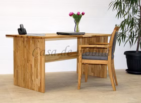 kleine schreibtisch 125x74x78cm CONTRA Wildeiche massiv natur geölt parkettverleimt von Casademobila Goslar