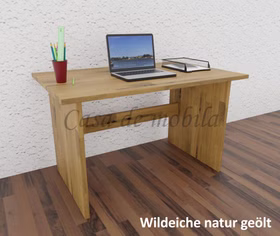Massivholz Schreibtisch 125x74x78cm CONTRA Wildeiche massiv natur geölt parkettverleimt von Casademobila Goslar