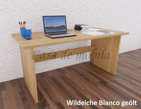 Schreibtisch 160x74x78cm CONTRA Wildeiche massiv geölt Massivholz Schreibtisch Contra 160x74x78cm Wildeiche massiv weiß Bianco geölt Casa de mobila Goslar