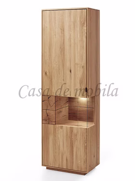 Vitrine links 63x202x40cm WALBORG Eiche massiv geölt von Casademobila Goslar Schrank mit glastür links 63x202x40cm WALBORG mit Hirnholz Eiche massiv geölt von Casademobila Goslar