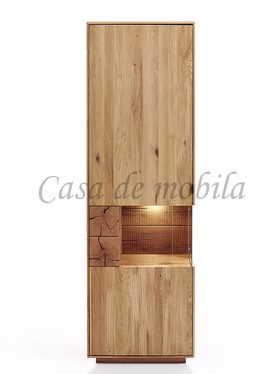 Vitrine links 63x202x40cm WALBORG Eiche massiv geölt von Casademobila Goslar Vitrine links schmal 63x202x40cm WALBORG mit Hirnholz Eiche massiv geölt von Casademobila Goslar