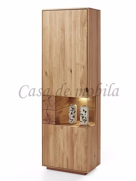 Massivholz Vitrine Walborg Massivholz Vitrine links WALBORG 63x202x40cm Eiche massiv geölt beleuchtet von Casademobila Goslar