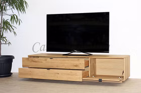 TV-Lowboard rechts 183x43x50cm WALBORG Eiche massiv geölt TV-kommode 2 Schubladen links,1 Klappe rechts WALBORG Eiche massiv geölt von Casademobila Goslar