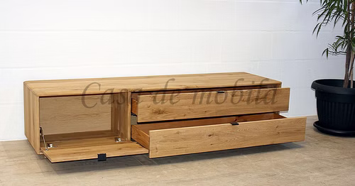 TV-Lowboard links mit Aufsatz 242x60x50cm WALBORG Eiche geölt