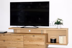TV-Lowboard rechts mit Aufsatz WALBORG Eiche massiv geölt Massivholz Regal Aufsatz WALBORG Eiche massiv roheffekt geölt von Casademobila Goslar