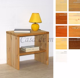 Nachttisch mit Ablage 47x46x33cm CONTRA Kiefer massiv Massivholz Nachttisch CONTRA 47x46x33cm Kiefer massiv gelaugt geölt, kolonial, weiß oder bernsteinfarben lackiert von Casademobila Goslar