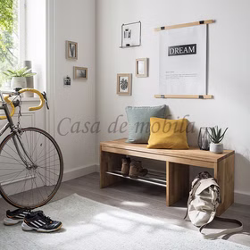 Schuhbank mit Schuhablage 120x45x40cm GOMMA Wildeiche massiv geölt von Casademobila Goslar Schuhbank mit Schuhablage 120x45x40cm GOMMA Wildeiche massiv geölt von Casademobila Goslar