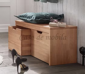 Dielenbank mit 2 Schubladen 82x45x40cm GOMMA Kernbuche massiv natur geölt von Casademobila Goslar