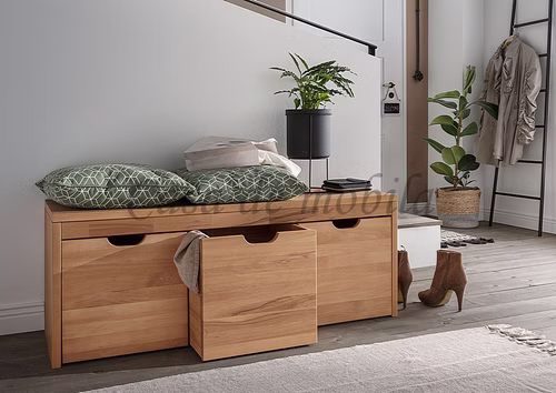 Dielenbank mit Schubladen 120x45x40cm GOMMA Kernbuche massiv natur geölt von Casademobila Goslar