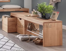 Schuhbank mit Schubladen 160x45x40cm GOMMA Kernbuche massiv geölt von Casademobila Goslar Schuhbank mit Schubladen 160x45x40cm GOMMA Kernbuche massiv geölt von Casademobila Goslar