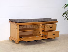 Massivholz sitzkommode mit klappe und schubladen MONA 115x45x38cm Fichte massiv honigfarben lackiert Casa de mobila Goslar Massivholz sitzkommode mit klappe und schubladen MONA 115x45x38cm Fichte massiv honigfarben lackiert Casa de mobila Goslar