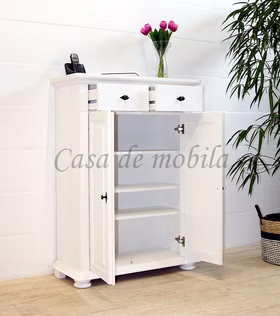 Wäscheschrank 86x120x37cm MONA Fichte weiß gewachst Massivholz Schuhschrank MONA landhaus 86x120x37cm Fichte massiv weiß gewachst Casa de mobila Goslar