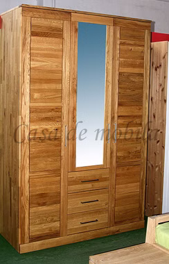 Vollholz schrank 3türig mit schubladen und spiegel in der mitte CASERA 153x235x61cm Asteiche natur geölt Wimmer Casa de Mobila Goslar Vollholz schrank 3türig mit schubladen und spiegel in der mitte CASERA 153x235x61cm Asteiche natur geölt Wimmer Casa de Mobila Goslar