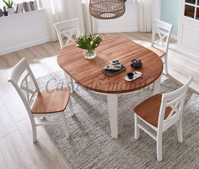 Esszimmertisch ausziehbar rund 120/165cm OAKDALE Birke massiv weiß / Wildeiche natur geölt von Casademobila Goslar Esszimmertisch ausziehbar rund 120/165cm OAKDALE Birke massiv weiß / Wildeiche natur geölt von Casademobila Goslar