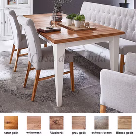 Massivholz Ausziehtisch OAKDALE 220/270x76x100cm Birke massiv weiß lackiert Wildeiche geölt Casa de mobila Goslar Massivholz Ausziehtisch OAKDALE 220/270x76x100cm Birke massiv weiß lackiert Wildeiche geölt Casa de mobila Goslar