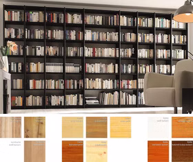 Massivholz Bücherregal wand CONTRA 446x236x33cm Kiefer,kernbuche,wildeiche massiv natur oder bianco geölt von Casademobila Goslar