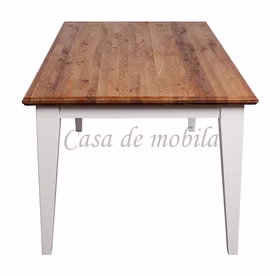 Kleine Tisch OAKDALE 120x76x80cm Birke massiv weiß lackiert Wildeiche massiv geölt Casa de mobila Goslar