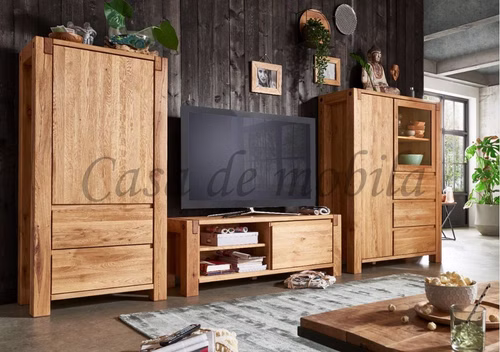 Massivholz Wohnwand Wohnzimmer Set komplett 3tlg. WOODSTOCK Wildeiche massiv natur geölt TPT Casa de Mobila Massivholz Wohnwand Wohnzimmer Set komplett 3tlg. WOODSTOCK Wildeiche massiv natur geölt TPT Casa de Mobila