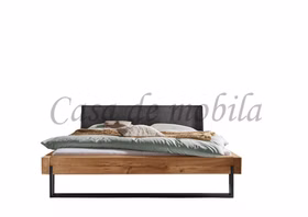 Holzbett mit polsterkopfteil WOODSTOCK Wildeiche massiv natur geölt Metallbeine U schwarz Casademobila Goslar Holzbett mit polsterkopfteil WOODSTOCK Wildeiche massiv natur geölt Metallbeine U schwarz Casademobila Goslar