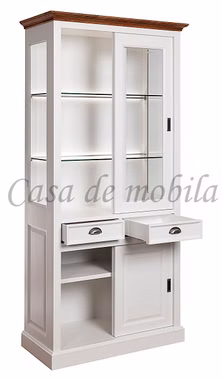 Vitrine 102x214x48cm OAKDALE Birke / MDF weiß / Wildeiche natur geölt von Casademobila Goslar