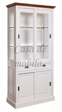 Vitrine 102x214x48cm OAKDALE Birke / MDF weiß / Wildeiche natur geölt von Casademobila Goslar