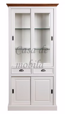 Vitrine 102x214x48cm OAKDALE Birke / MDF weiß / Wildeiche natur geölt von Casademobila Goslar