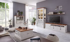 Vitrine 102x214x48cm OAKDALE Birke / MDF weiß / Wildeiche natur geölt von Casademobila Goslar