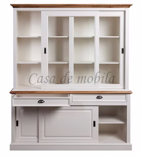 küchenbuffet schrank mit schiebetüren 180x214x53cm OAKDALE Birke / MDF weiß / Wildeiche natur geölt von Casademobila Goslar