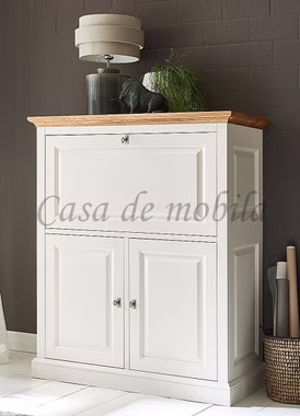 Schreibsekretär OAKDALE landhausstil 112x131x48cm Birke teilmassiv weiß lackiert Wildeiche natur geölt Casa de mobila Goslar