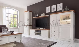 Highboard landhaus 132x154x48cm OAKDALE Birke / MDF weiß / Wildeiche massiv natur geölt Wohnzimmer-schrank 132x154x48cm OAKDALE Birke / MDF weiß / Wildeiche massiv natur geölt von Casa de mobila Goslar