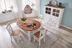 Highboard 152x154x48cm OAKDALE Birke / MDF weiß / Wildeiche natur geölt von Casademobila Goslar