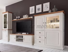 Schrankwand OAKDALE 380x214x48cm 4teilig Birke weiß lackiert Eiche natur geölt von Casademobila Goslar Schrankwand OAKDALE 380x214x48cm 4teilig Birke weiß lackiert Eiche natur geölt von Casademobila Goslar