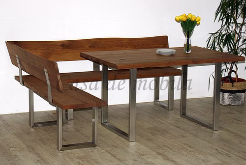 Tisch 220x76x100cm FARGO mit U-Metallbeinen Wildeiche massiv Räucheröl von Casademobila Goslar