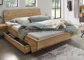 Schwebebett 200x200x45cm REDWOOD Wildeiche massiv geölt stabverleimt Massivholz Doppelbett mit schubladen REDWOOD 200x200x45cm Wildeiche natur geölt stabverleimt Kopfteil 1teilig Casa de mobila Goslar