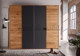Kleiderschrank AKTION 4-türig 245x219x60cm Anthrazitglas eichenholz massiv geölt Massivholz Kleiderschrank AKTION 4-türig 245x219x60cm Anthrazitglas Wildeiche massiv geölt von Casademobila Goslar