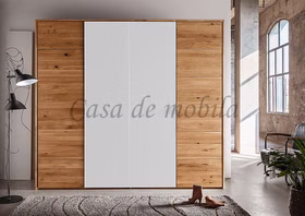 Kleiderschrank mit Hoteleinteilung 245x219x60cm DOINA Wildeiche geölt Massivholz Drehtürenschrank DOINA 4türig 245x219x60cm Weißglas Wildeiche massiv geölt von Casademobila Goslar