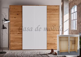 Kleiderschrank mit Hoteleinteilung 245x219x60cm DOINA Wildeiche geölt Massivholz Kleiderschrank DOINA 4türig 245x219x60cm Weißglas Wildeiche massiv geölt von Casademobila Goslar
