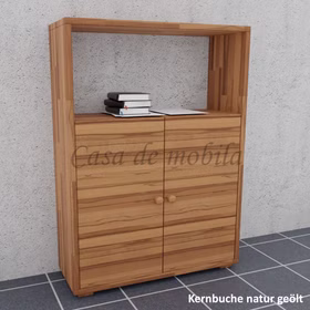Massivholz Flurkommode mit offene fach CONTRA 89x123x33cm Kernbuche massiv natur geölt Casa de mobila Goslar