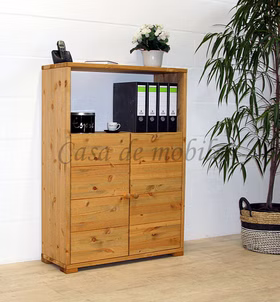 Massivholz schrank mit offenem fach CONTRA 89x123x33cm kiefer massiv gelaugt geölt Casa de mobila Goslar