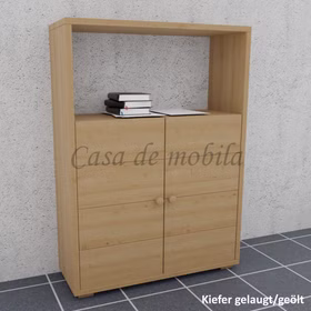 Massivholz kommode mit offene fach CONTRA 89x123x33cm Kiefer massiv gelaugt geölt Casa de mobila Goslar