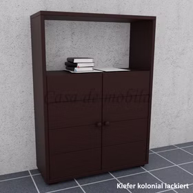 Massivholz kommode mit offene fach CONTRA 89x123x33cm Kiefer massiv Cuba dunkelbraun lackiert Casa de mobila Goslar
