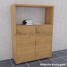 Massivholz Flurschrank mit offene fach CONTRA 89x123x33cm Wildeiche massiv Bianco geölt Casa de mobila Goslar