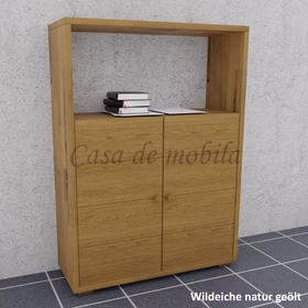 Massivholz Büroschrank mit offene fach CONTRA 89x123x33cm Wildeiche massiv natur geölt Casa de mobila Goslar