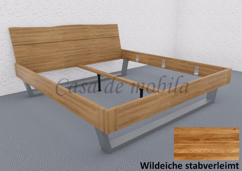 Kufenbett 200x200 cm CLEVELAND kernbuche, wildeiche massiv natur geölt stabverleimt von Casademobila Goslar