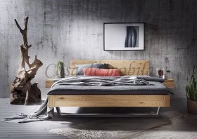 Kufenbett 200x200 cm CLEVELAND Massivholz geölt stabverleimt KT5 Holzbett mit metallbeine 200x200 cm breit CLEVELAND Wildeiche massiv natur geölt stabverleimt von Casademobila Goslar