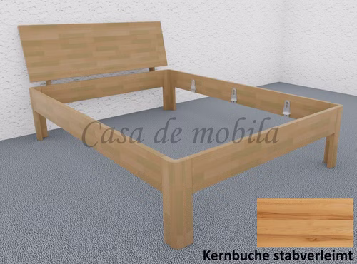 Bett CLEVELAND 140x200x45cm Kernbuche,Wildeiche geölt stabverleimt von Casademobila Goslar